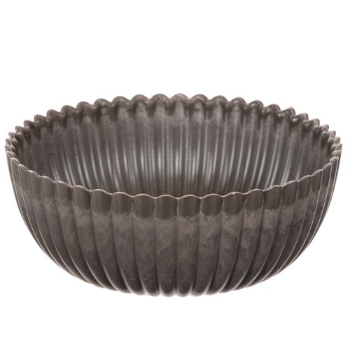 Tigela canelada, antracite, tigela decorativa, redonda, 15 cm, 2 peças