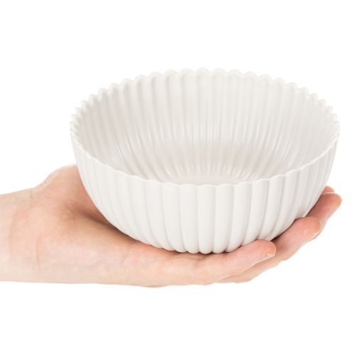 Tigela redonda canelada branca para decoração versátil, 15 cm, 2 peças | Floristik24.pt