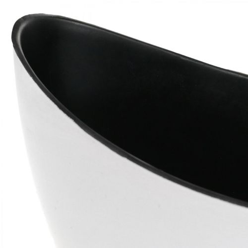 Itens Tigela decorativa, oval, branca, preta, barco de plantio de plástico, 24cm