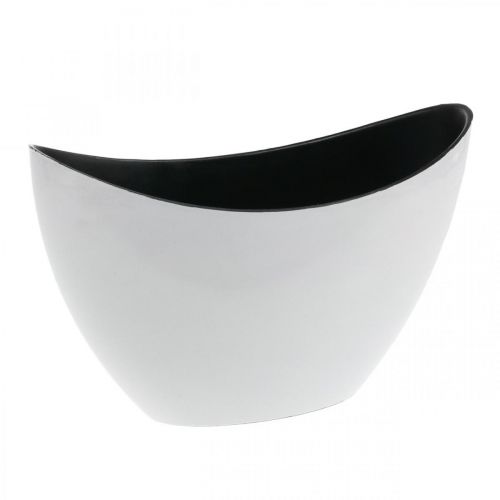 Floristik24 Tigela decorativa, oval, branca, preta, barco de plantio de plástico, 24cm
