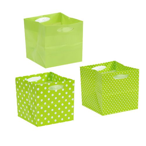 Floristik24 Saco plástico 10,5cm x 10,5cm x 10,5cm Verde 12uds