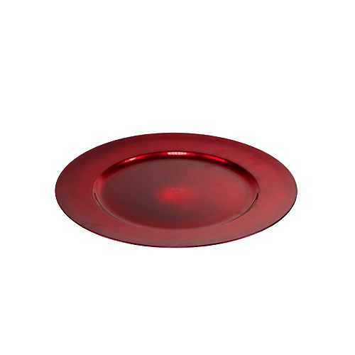Floristik24 Prato plástico Ø25cm vermelho com efeito esmalte