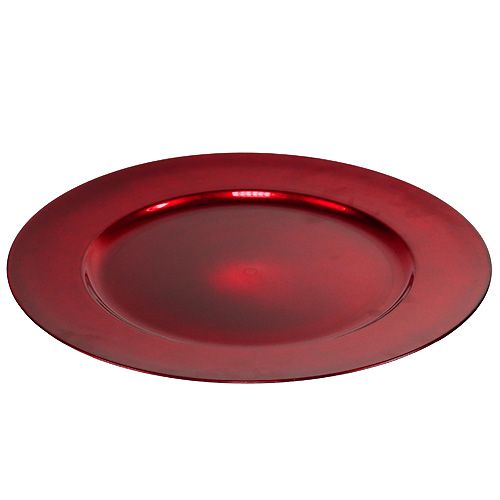 Floristik24 Prato de plástico Ø33cm vermelho com efeito esmaltado