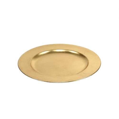 Prato plástico 25cm ouro com efeito folha de ouro