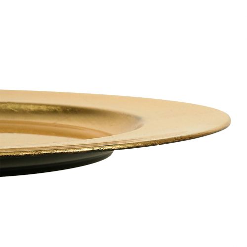 Itens Prato de plástico 25cm dourado com efeito folha de ouro