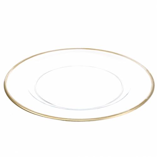 Floristik24 Prato decorativo com aro dourado em plástico transparente Ø33cm