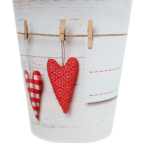 Floristik24 Creme de pote de plástico com corações Ø12cm Alt.13,5cm 1p