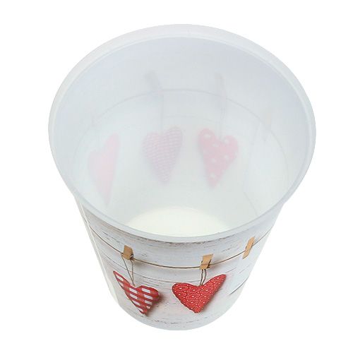 Floristik24 Creme de pote de plástico com corações Ø12cm Alt.13,5cm 1p