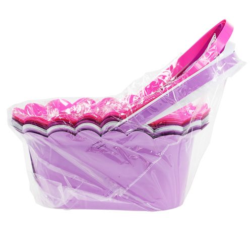 Floristik24 Pote de plástico oval com alça multicolorida 21,5 cm x 11 cm 10 unidades