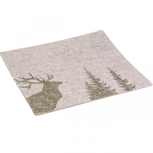 Floristik24 Individual de mesa decoração de mesa de Natal feltro marrom 45×35cm 4 unidades