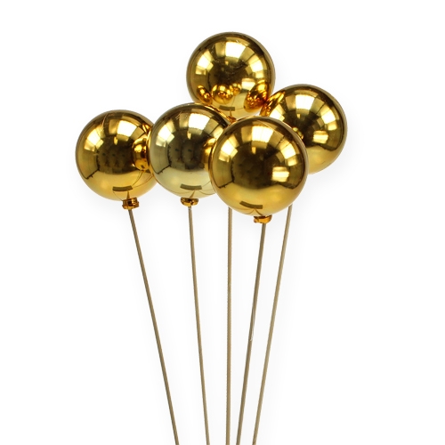 Floristik24 Bola de natal em palito Ø6cm ouro 12 unid.