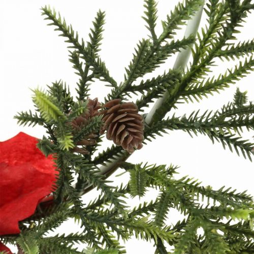 Itens Grinalda decorativa, poinsétia e ramos de coníferas artificialmente Ø30cm