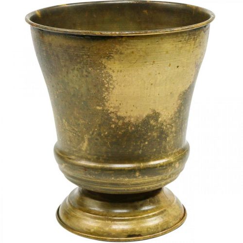 Itens Floreira Vintage vaso de metal em latão Ø17cm A19cm