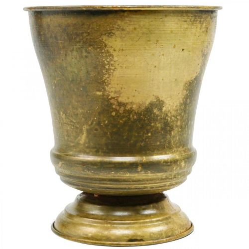 Vaso vintage de metal para copo em latão Ø17cm Alt.19cm | Floristik24.pt