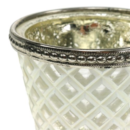 Floristik24 Cálice de vidro Tealight, prata do agricultor, Alt.9cm