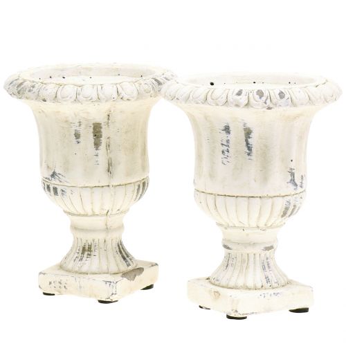 Floristik24 Copo de creme de pedra fundido antigo Ø9cm Alt.12cm 2pçs