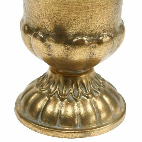 Floristik24 Xícara com aspecto antigo de metal dourado Ø9cm Alt.12,5cm
