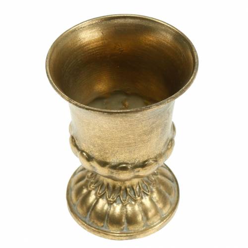 Floristik24 Xícara com aspecto antigo de metal dourado Ø9cm Alt.12,5cm