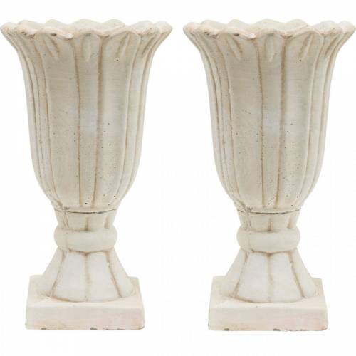 Floristik24 Ânfora decorativa, cálice para plantio, cálice jarro de plantação de tulipa Ø12cm H25.5cm 2pcs