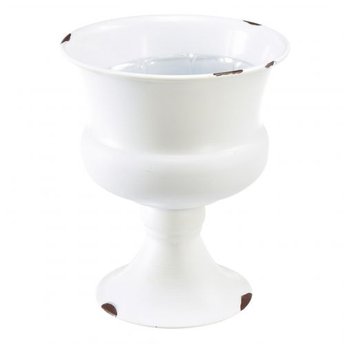 Itens Copo para plantio de metal branco shabby chic Ø13,5cm Alt.19cm