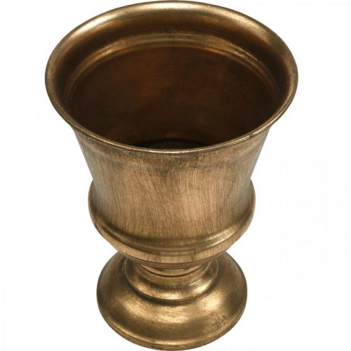 Floristik24 Vaso cálice dourado olhar decoração antiga metal Ø14cm H18.5cm