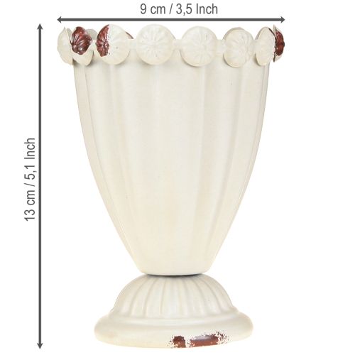 Itens Vaso de metal copo decorativo marrom creme Ø9cm Alt.13cm