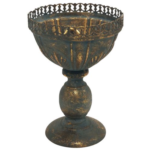 Floristik24 Vaso de copo decoração de metal copo cinza dourado antigo Ø15,5cm Alt.22cm