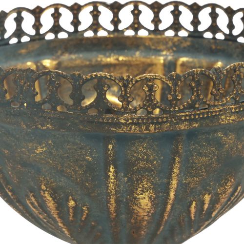 Itens Vaso de copo decoração de metal copo cinza dourado antigo Ø15,5cm Alt.22cm