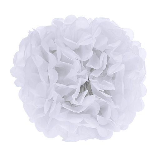 Floristik24 Papel pompom Ø30cm branco 5 unidades