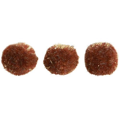 Itens Pompons com pompons castanhos brilhantes de 2,5 cm 2 sacos – 24 unidades