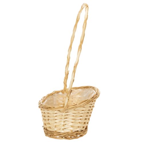 Cesta de presente com aproximadamente 30 cm x 23 cm, em tom claro. | Floristik24.pt