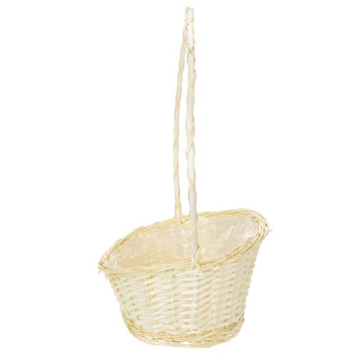 Cesta de presente com aproximadamente 38 cm x 27 cm, em tom claro. | Floristik24.pt