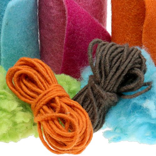 Floristik24 Conjunto de artesanato em lã Lehner colorido primavera