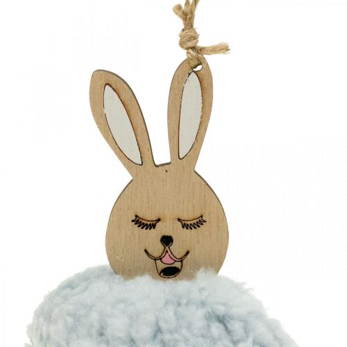 Puschelbunny azul deco pingente de madeira de pelúcia aprox. 7×7×10cm 6pcs