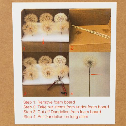 Itens Flor decorativa artificial de dente-de-leão para design de interiores moderno, acessório para casa, 50 cm, 4 peças