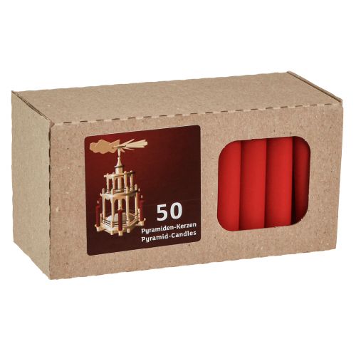 Itens Velas pirâmide velas de árvore vermelha cera Ø14mm H70mm 50un