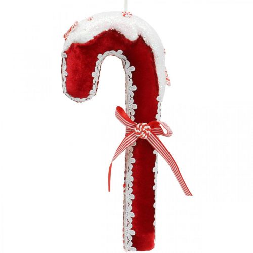 Floristik24 Decoração de bastão de doces grande Natal vermelho branco com renda Alt.36cm