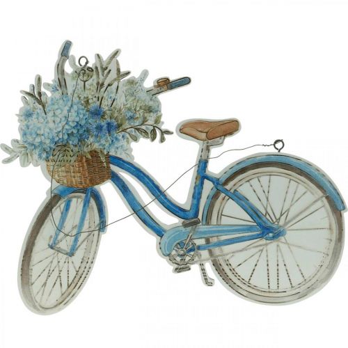 Floristik24 Sinal deco madeira bicicleta verão sinal deco para pendurar azul, branco 31 × 25cm