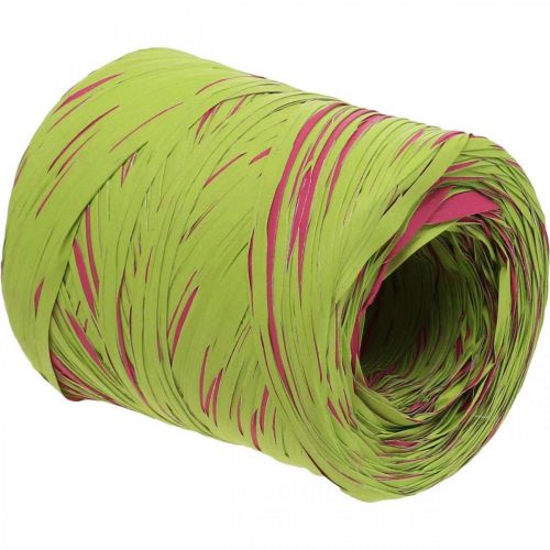Itens Fita de ráfia verde claro, rosa, poli ráfia 200m