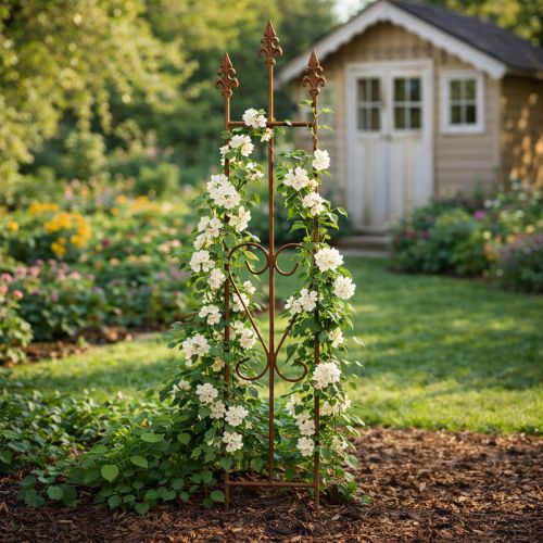 Itens Treliça de jardim decorativa em formato de coração para plantas trepadeiras, 98 cm