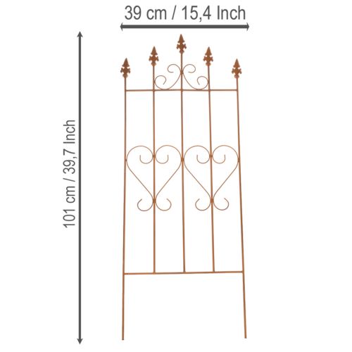 Itens Treliça com motivo de coração, suporte para plantas trepadeiras em estilo romântico para caminhos de jardim ou terraços, 101 cm