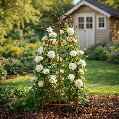Itens Treliça metálica para jardim, suporte decorativo para plantas trepadeiras, 93 cm