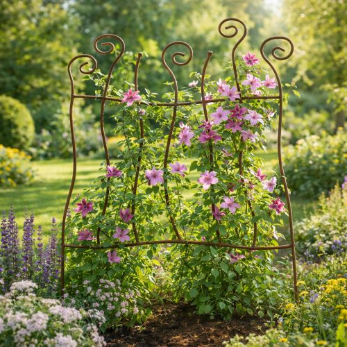 Itens Treliça, suporte para trepadeira, metal curvado, decoração artística para jardim, 72 cm