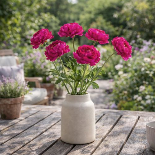 Itens Ranúnculo artificial individual para decoração de interiores atemporal e versátil, 51 cm, 3 peças