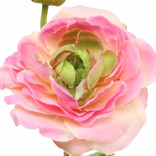 Itens Flor e botão de ranúnculo rosa artificial 34cm