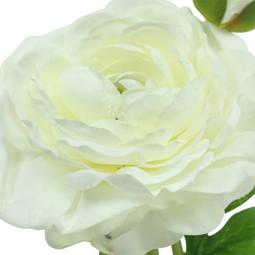 Itens Ranúnculo de flor artificial com flor e botão branco Alt.34cm