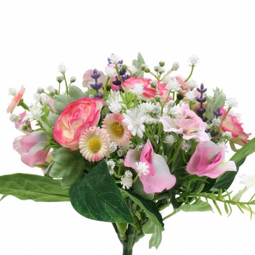 Floristik24 Buquê artificial com ranúnculo e rosa bellis, branco Ø20cm