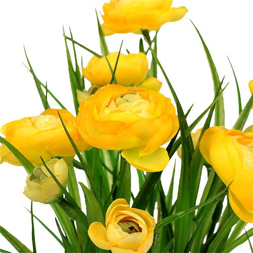 Floristik24 Buquê de ranúnculo com grama 35cm amarelo