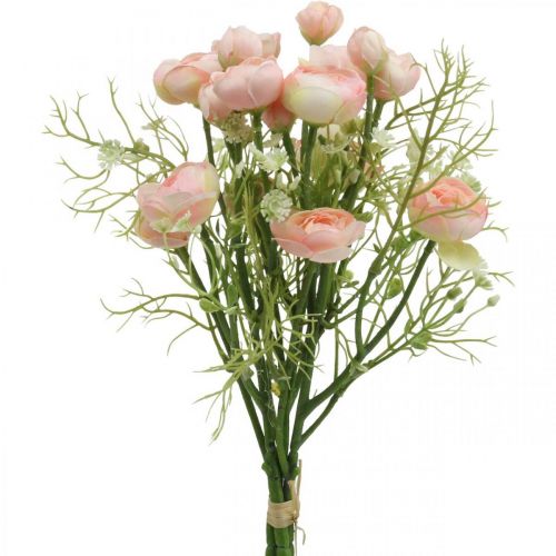 Buquê de Ranúnculo Artificial Flor Decoração Flores de Seda Rosa L37cm