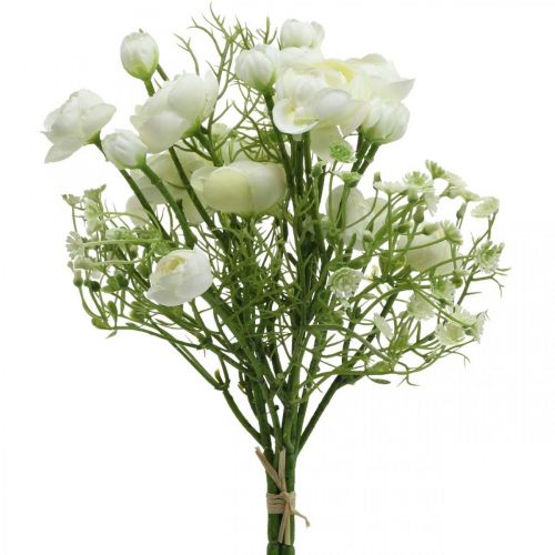 Floristik24 Ramalhete de Ranúnculo Flores Artificiais Flores de Seda Branco L37cm